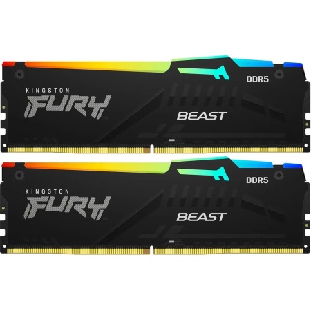 Модуль памяти Kingston 32GB DDR5 5600 DIMM FURY Beast Black RGB EXPO Non-ECC Unbuffered DIMM (Kit 2*16gb) 1RX8 36-38-38 1.25V 288-pin 16Gbit