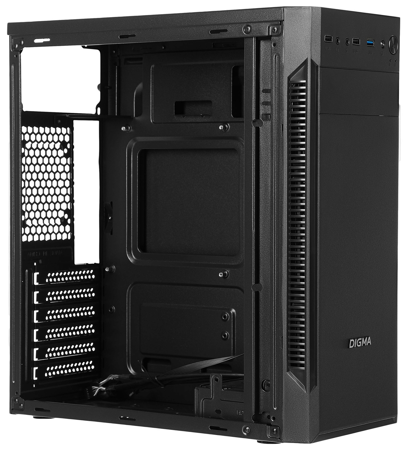 Корпус Digma DC-ATX201-U3 черный без БП ATX 1x80mm 2x120mm 1xUSB2.0 1xUSB3.0 audio