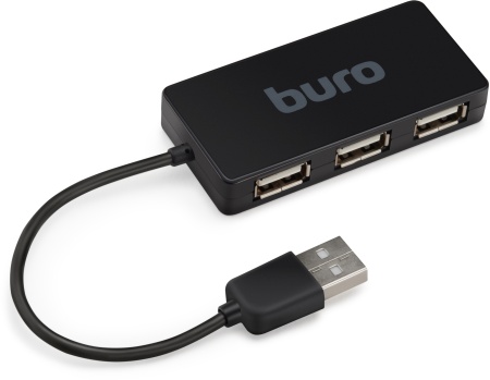 Разветвитель USB 2.0 Buro BU-HUB4-U2.0-Slim 4порт. черный