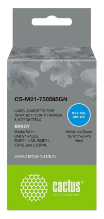 Картридж ленточный Cactus CS-M21-750595GN белый для Brady BMP21-PLUS, BMP21-LAB