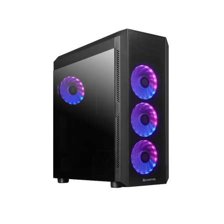 Chassis Chieftec Scorpion 4 Black, ATX Gaming case, T Glass, 4x RGB fan, MB sync, remote, Mesh Front Panel
