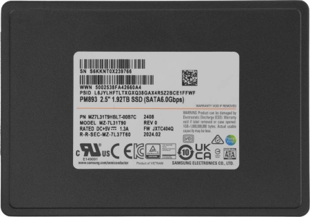 Накопитель SSD Samsung SATA-III 1.92TB MZ7L31T9HBLT-00B7C PM893 2.5" 1 DWPD