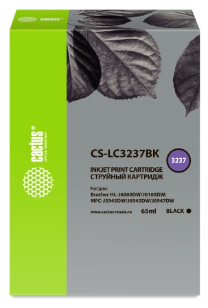 Картридж струйный Cactus CS-LC3237BK черный (65мл) для Brother HL-J6000DW/J6100DW