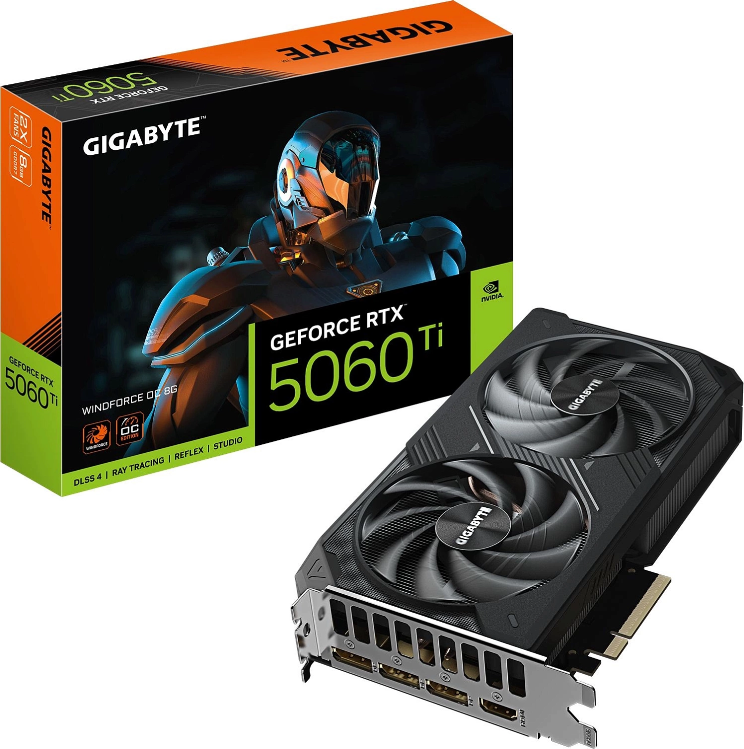 Видеокарта Gigabyte PCI-E 5.0 GV-N506TWF2OC-8GD 1.0 NVIDIA GeForce RTX 5060TI 8Gb 256bit GDDR7 2805/28000 HDMIx1 DPx3 HDCP Ret