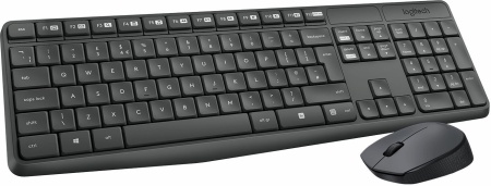 Клавиатура + мышь Logitech MK235 клав:серый мышь:серый USB беспроводная Multimedia (920-007931)