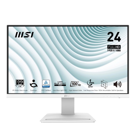 Монитор 23.8" MSI PRO MP243XW White (IPS, 1920x1080, HDMI+DP, 4 ms, 178°/178°, 300 cd/m, 1000:1 (100M:1), 100Hz, MM)