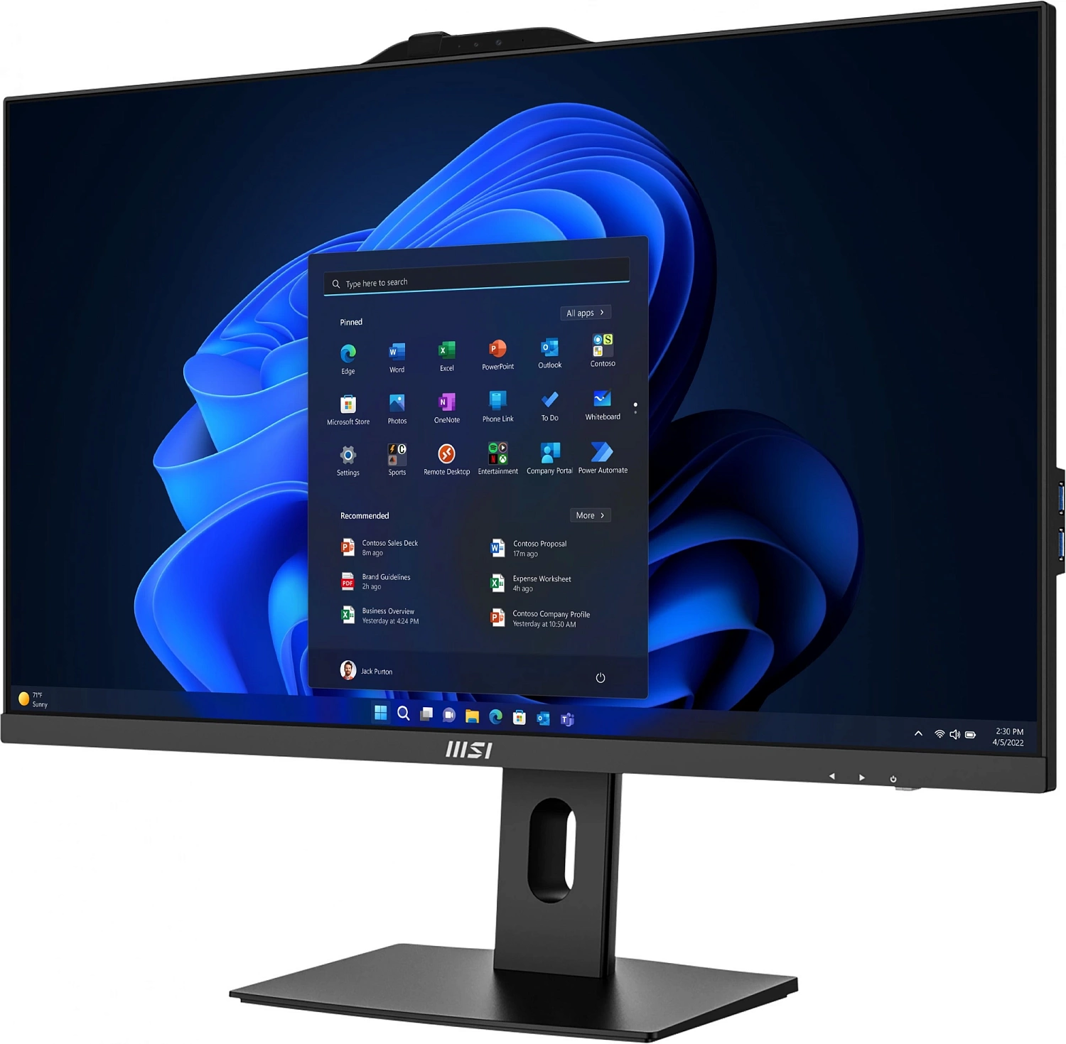 Моноблок MSI Pro AP272P 14M AiO 27" FHD (1920x1080)IPS AG Non-touch, Core i5-14400 (2.5GHz), 16Gb DDR4(1x16Gb), 512GB SSD M.2, Intel UHD, WiFi, BT, camera, WirelessKB&mouse Eng/Rus,Win11Pro Rus,1y war-ty, Blac