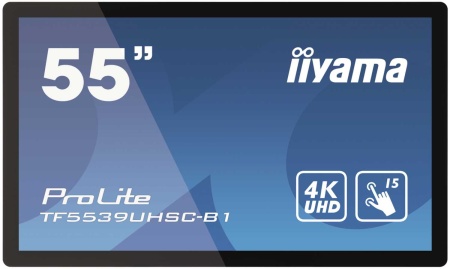 Интерактивная панель 55'' 16:9 3840x2160(UHD 4K) IPS, TOUCH, 15-touch point, 60 Hz, 500cd/m2, H178°/V178°, 1100:1, 1.07B, 8ms, VGA, 3xHDMI, DP, RJ-45, RS232C, USB Type B, Speakers, Open frame, 24/7, 3Y, Black
