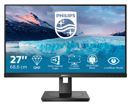 Монитор LCD 27'' [16:9] 2560х1440(WQHD) IPS, nonGLARE, 75 Hz, 300 cd/m2, H178°/V178°, 1000:1, 50М:1, 16.7M, 4ms, DVI, HDMI, DP, Height adj, Pivot, Tilt, Swivel, Speakers, 3Y, Black