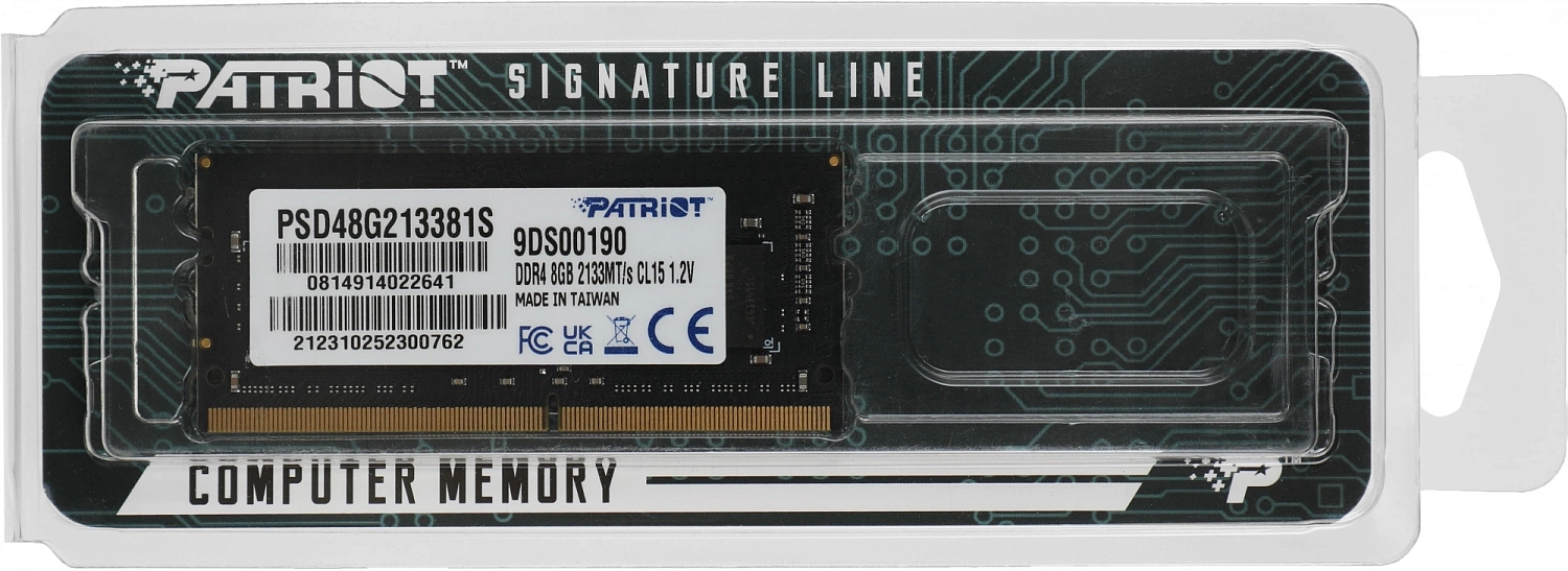 Память DDR4 8Gb 2133MHz Patriot PSD48G213381S Signature RTL PC4-17000 CL15 SO-DIMM 260-pin 1.2В single rank Ret