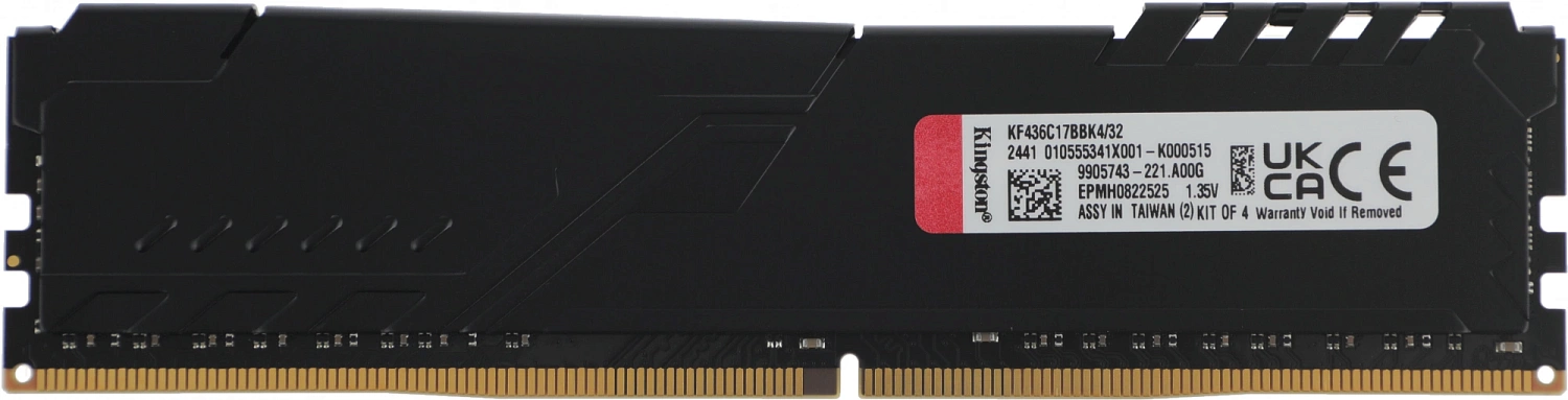 Память DDR4 4x8GB 3600MHz Kingston KF436C17BBK4/32 Fury Beast Black RTL Gaming PC4-28800 CL17 DIMM 288-pin 1.35В kit single rank с радиатором Ret
