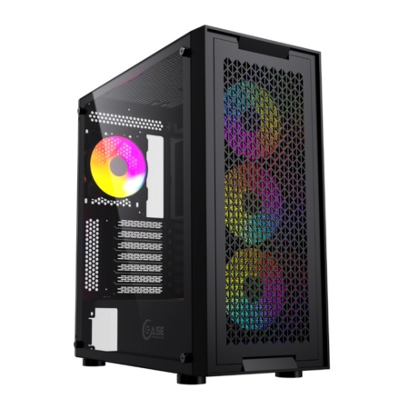 Корпус Powercase Attica X4B, Tempered Glass, 4x 120mm 5-color fan, чёрный, E-ATX (CAEB-L4)