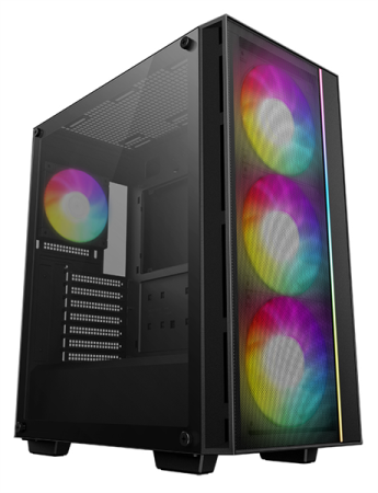 Корпус Deepcool MATREXX 55 MESH V4 без БП, боковое окно (закаленное стекло), 3xARGB LED 140мм вентилятора спереди, 1xARGB LED 120мм вентилятор сзади, черный, ATX