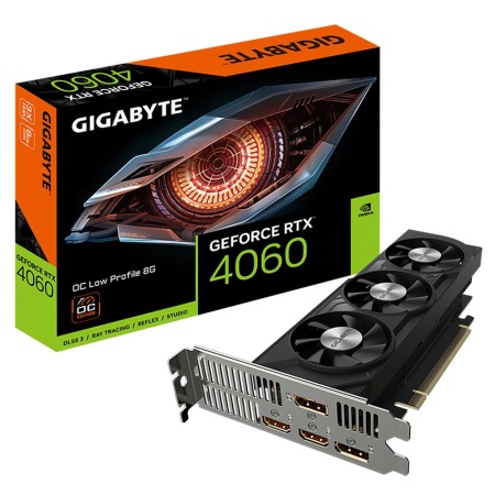 Видеокарта Gigabyte RTX4060 OC Low Profile 8GB GDDR6 128-bit DPx2 HDMIx2 3FAN LP RTL