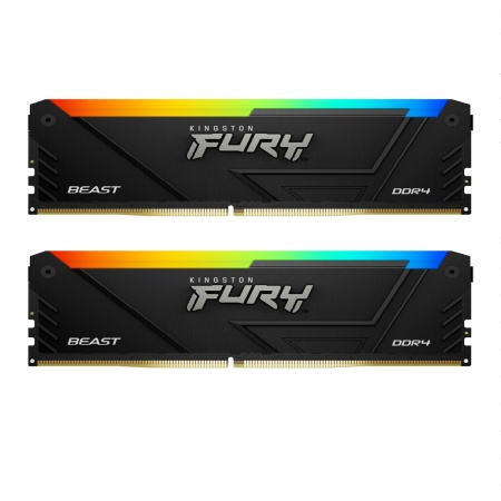 16GB Kingston DDR4 3733 DIMM FURY Beast Black RGB Gaming Memory KF437C19BB2AK2/16 Non-ECC, CL19, 1.35V, XMP, Heat Shield, Kit (2x8GB), RTL