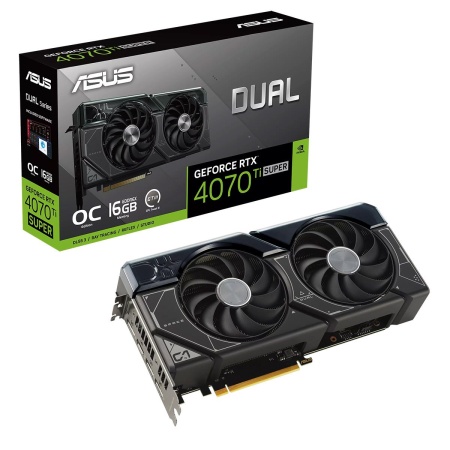 Видеокарта DUAL-RTX4070TIS-O16G (90YV0KF3-M0NA00) /RTX4070TIS ,HDMI*1,DP*3,16G,D6X