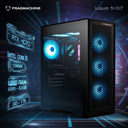 Компьютер FragMachine Liquid 5107 (i5-13400F, DDR5 32GB, SSD 1Tb, RTX 4070, noOS)