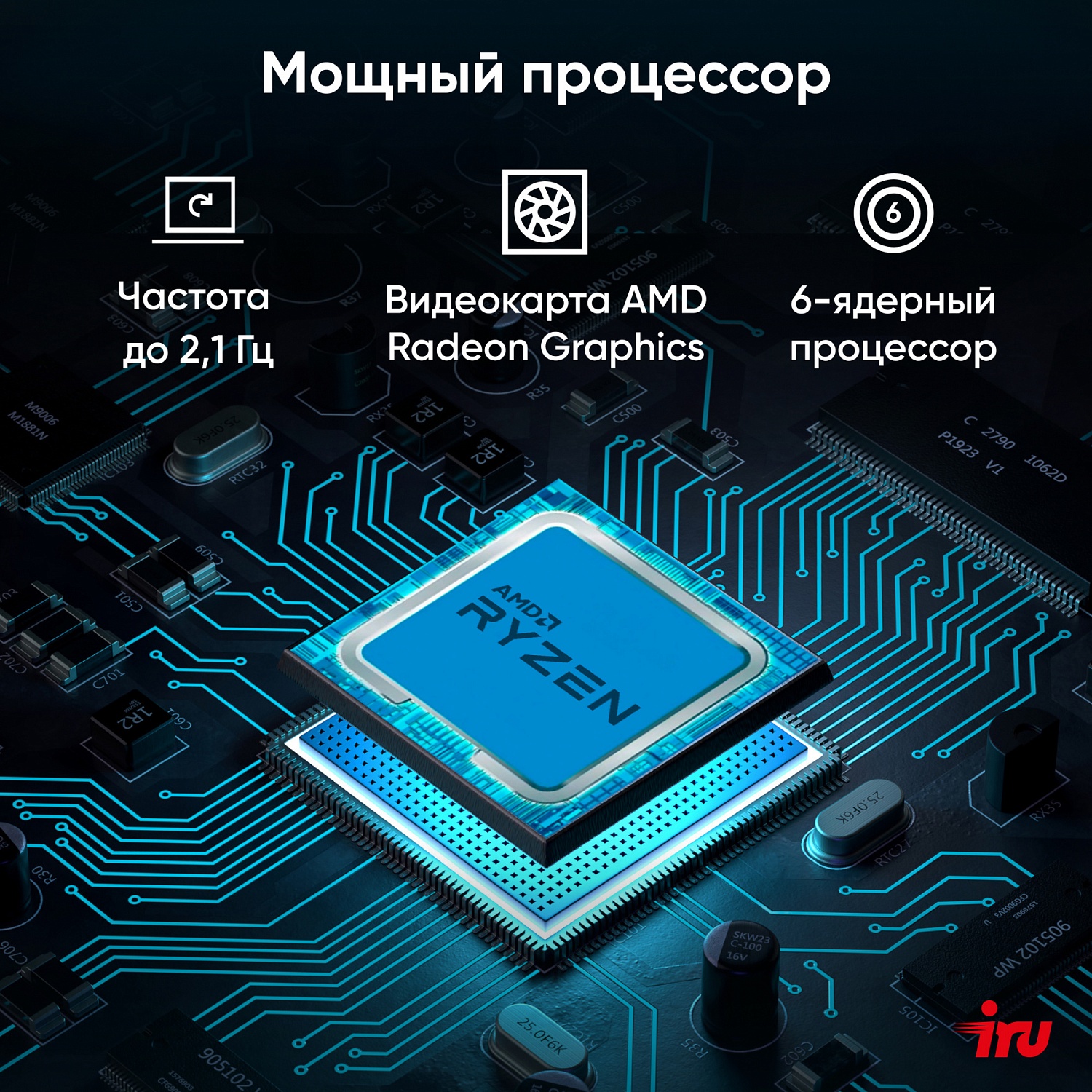 Моноблок IRU 23AM 23.8" Full HD Ryzen 5 5500U (2.1) 8Gb SSD256Gb RGr noOS GbitEth WiFi BT 120W Cam черный 1920x1080