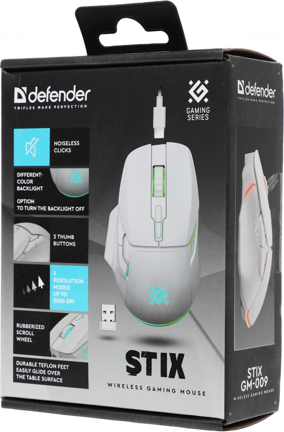 Мышь Defender Stix GM-009 белый оптическая 3200dpi беспров. USB-C 6but (52009) Мышь Defender Stix GM-009 белый оптическая 3200dpi беспров. USB-C 6but (52009)