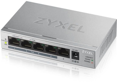 Коммутатор Zyxel GS1005HP GS1005HP-EU0101F 5G 4PoE 4PoE+ 60W неуправляемый