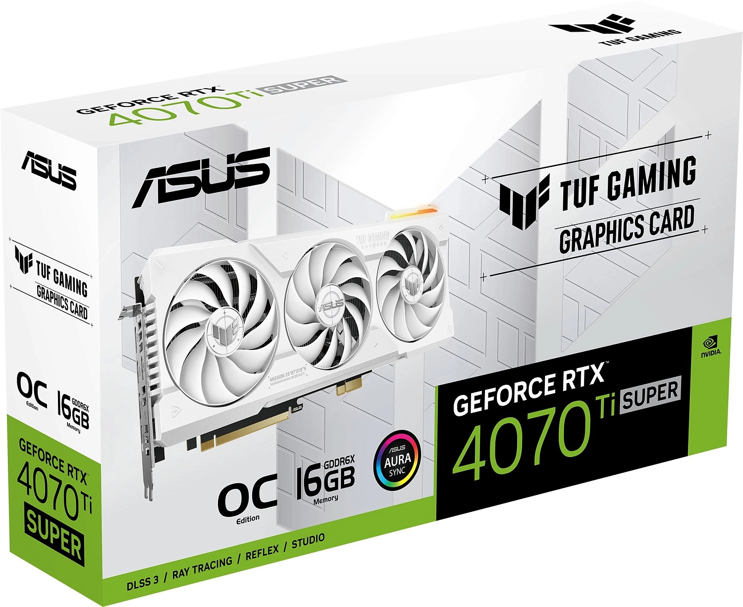 Видеокарта Asus PCI-E 4.0 TUF-RTX4070TIS-O16G-BTF-WHITE NVIDIA GeForce RTX 4070TI Super 16Gb 192bit GDDR6X 2640/21000 HDMIx2 DPx3 HDCP Ret