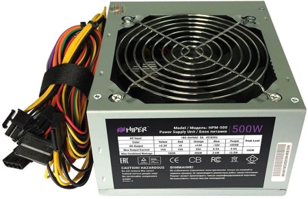 Блок питания Hiper ATX 500W HPM-500 (20+4pin) PPFC 120mm fan 3xSATA