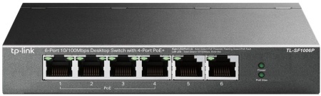 Коммутатор TP-Link TL-SF1006P 6x100Mb 4PoE+ 67W неуправляемый