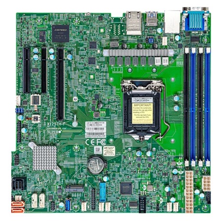 Материнская плата MBD-X12STH-F-O Intel® Xeon® E-2300 Processor, 10th Generation Intel® Pentium® Processor, Single Socket LGA-1200 (Socket H5) supported, CPU supports Up to 95W TDP,Intel® C256,Up to 128GB ECC UDIMM, DDR4-3200MHz, in 4 DIMM slots,