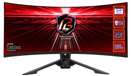 Монитор ASROCK 34" PG34WQ15R3A VA Curved 3440x1440 1 ms MPRT 550 cd 165Hz HDR 400 VESA Tilt HDMI*2 DP Type C black (незначительное повреждение коробки)