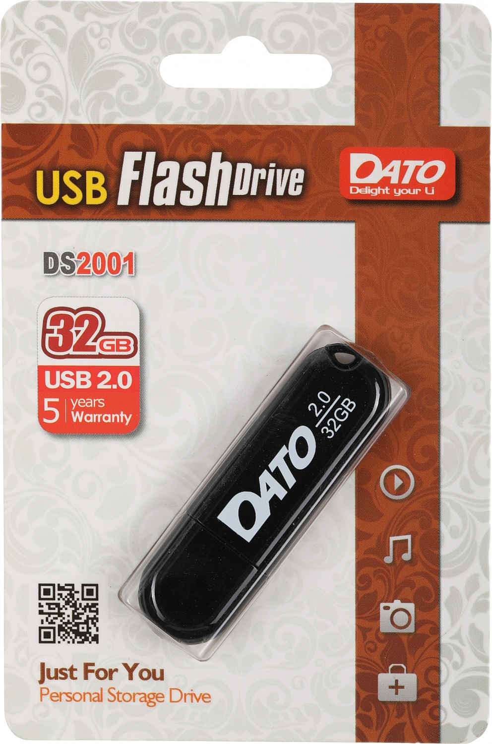 Флеш Диск Dato 32Gb DS2001 DS2001-32G USB2.0 черный