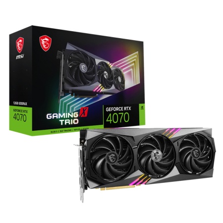 Видеокарта MSI PCI-E 4.0 RTX 4070 GAMING X TRIO 12G NVIDIA GeForce RTX 4070 12288Mb 192 GDDR6X 2610/21000 HDMIx1 DPx3 HDCP Ret