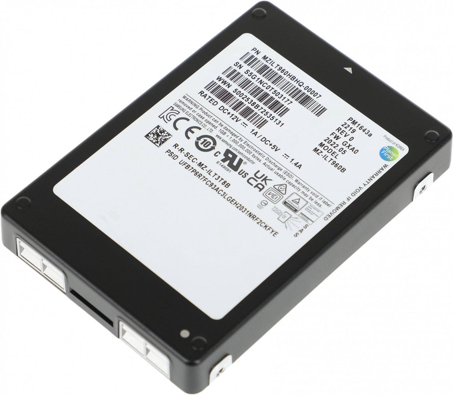 Твердотельный накопитель Samsung Enterprise SSD, 2.5"(SFF), PM1643a, 960GB, SAS, 12Gb/s, R2100/W1000Mb/s, IOPS(R4K) 380K/40K, MTBF 2M, 1DWPD/5Y, OEM( analog MZILS960HEHP/MZILT960HAHQ-00007)