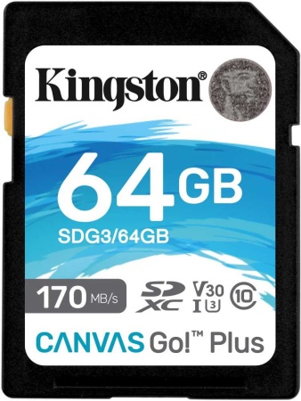 Карта памяти Kingston 64GB SDXC Canvas Go Plus 170R C10 UHS-I U3 V30