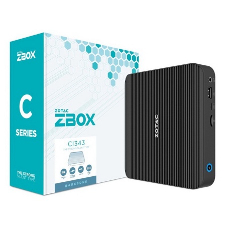 "ZOTAC ZBOX CI343, Barebone
Intel N100, 1x DDR5-4800, M.2 SSD slot, 2x GLAN, WIFI, BT, DP/HDMI EU+UK PLUG, passive cooling