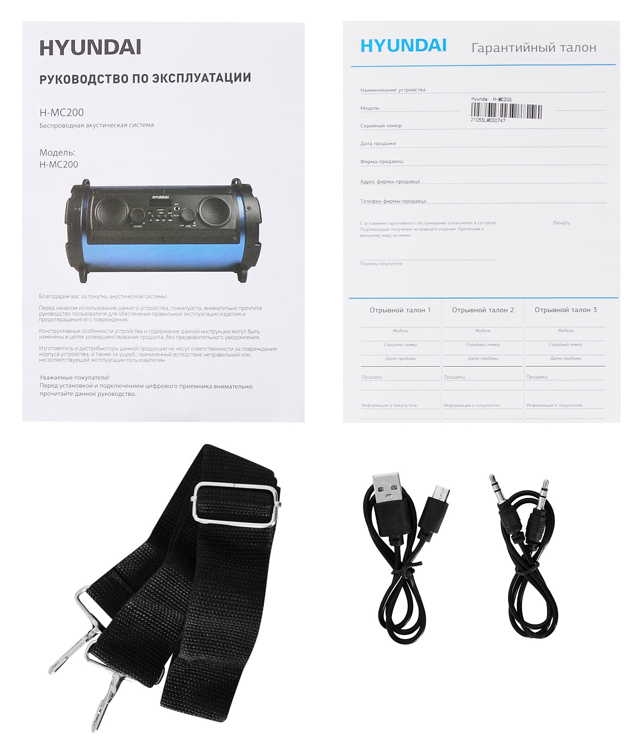 Минисистема Hyundai H-MC200 черный/синий 25Вт FM USB BT SD/MMC