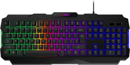 клавиатура проводная Keyboard MSI FORGE GK100, Wired, RGB lighting, Anti-ghosting Capability, Black