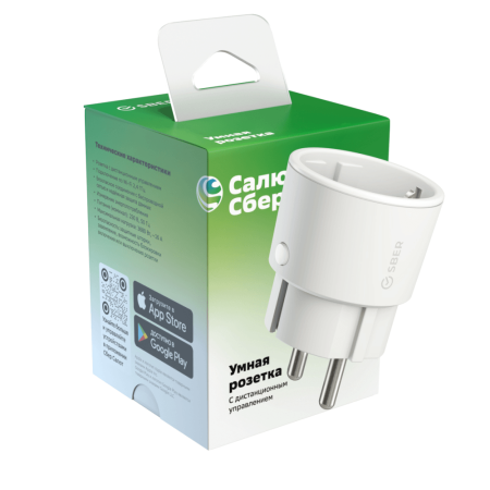 Умная розетка Sber SBDV-00025 EUBT Wi-Fi белый
