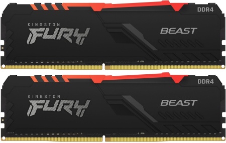 Память DDR4 2x16GB 2666MHz Kingston KF426C16BB2AK2/32 Fury Beast RGB RTL Gaming PC4-21300 CL16 DIMM 288-pin 1.2В kit dual rank с радиатором Ret