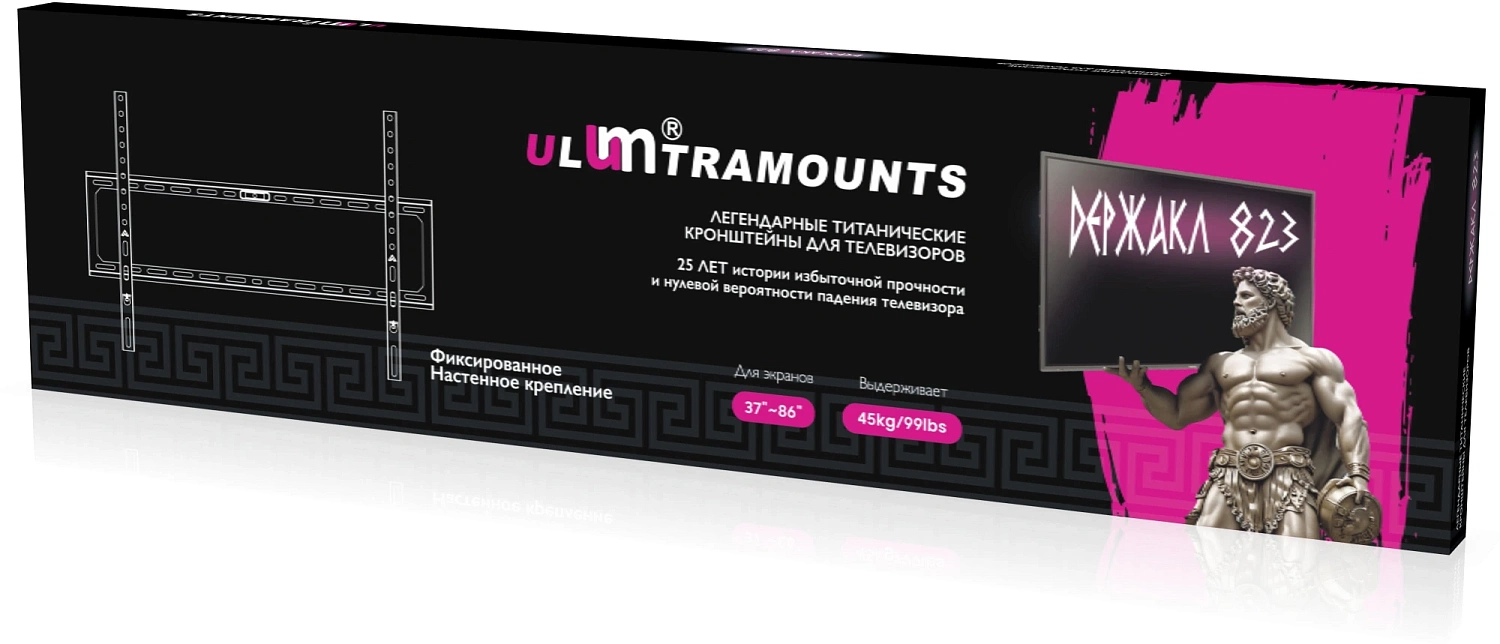Кронштейн для телевизора Ultramounts UM823 черный 37"-86" макс.45кг настенный фиксированный