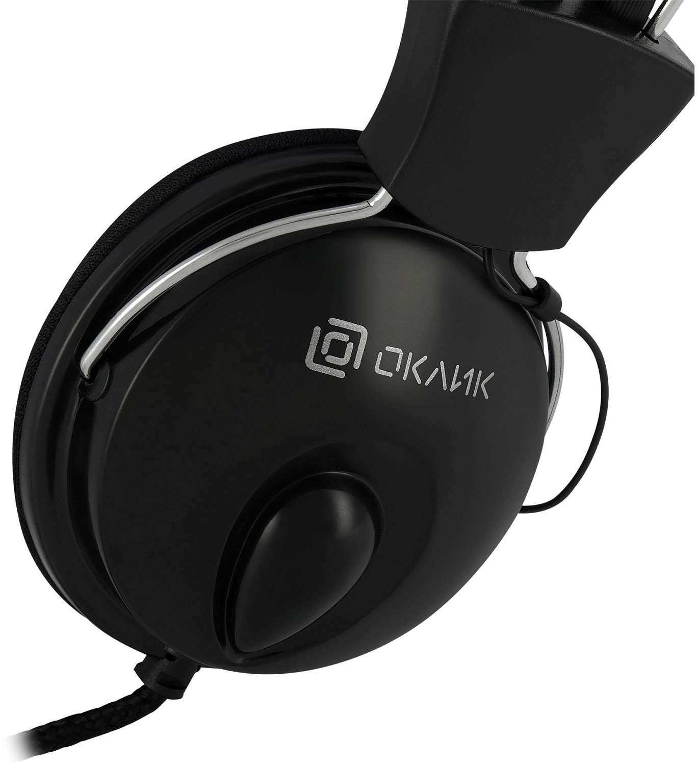 Наушники с микрофоном Оклик HS-M200 черный 1.8м накладные оголовье (1532011)