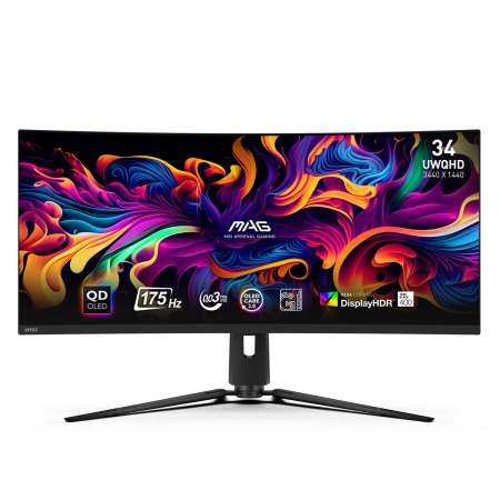 Монитор Bad Pack 34.18" MSI MAG 341CQP QD-OLED Black (QD-OLED, 3440x1440, HDMI+HDMI+DP+Type C, USB Hub, 0.03 ms, 178°/178°, 250 cd/m, 1500000:1, 175Hz, Curved)