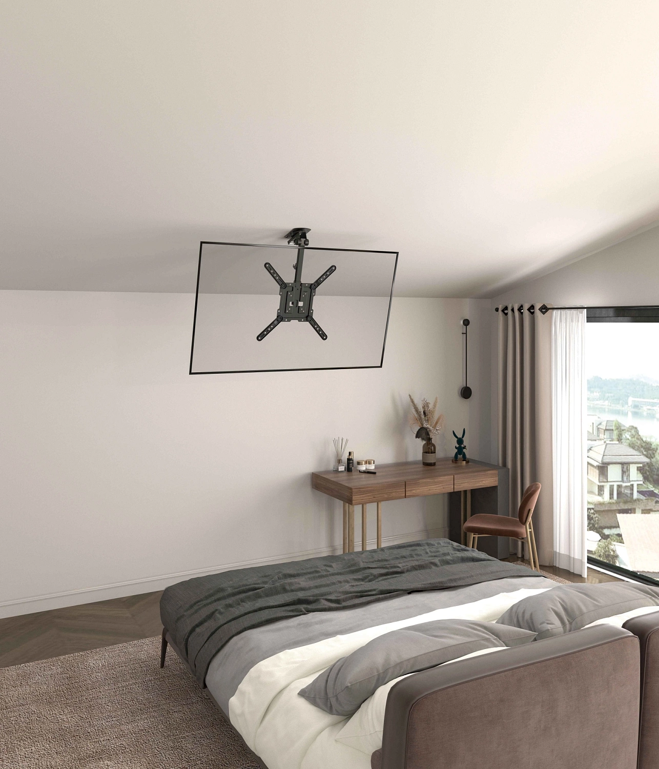 Кронштейн для телевизора Ultramounts UM967 черный 23"-55" макс.20кг потолочный поворот и наклон