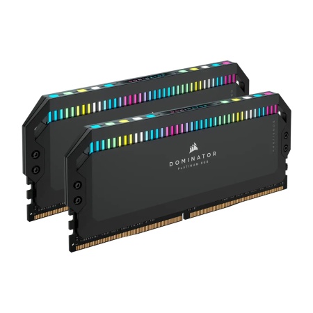 Corsair DOMINATOR PLATINUM RGB DDR5, DIMM, CMT64GX5M2X5600C40 5600MHz 64GB 2x32GB Unbuffered, 40-40 CMT64GX5M2X5600C40 (Kit of 2x32GB) Unbuffered, 40-40-40-77, OC PMIC, XMP 3.0, Black Heatspreader, RGB LED, 1.25V (692263)