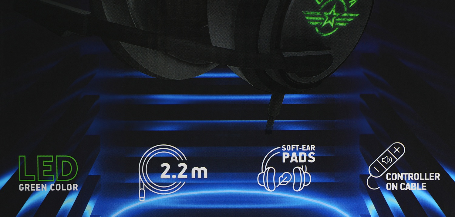 Наушники с микрофоном Оклик HS-L950G COBRA черный 2.2м мониторные оголовье (1102304)