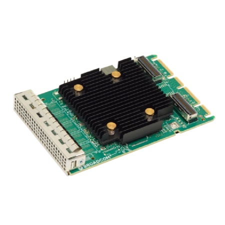 HBA-адаптер Broadcom SAS 9502-16i SGL () OCP 3.0, PCIe v4 x8, Tri-Mode SAS/SATA/NVMe 12G HBA, 16port(2*int SFF8654), 3816 IOC, SGL {5} (007493)