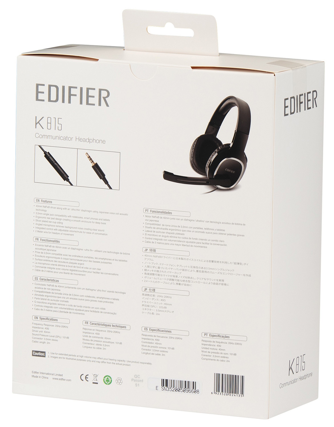 Наушники с микрофоном Edifier K815 черный 2м мониторные оголовье (K815 SINGLE PLUG)