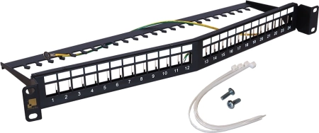 Патч-панель наборная Lanmaster LAN-PPAR24OK-STP 19" 1U 24xRJ45 STP