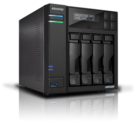 Cетевое хранилище ASUSTOR AS6704T 4-Bay NAS/Intel Celeron N1505 2,0GHz/4GB DDR4, noHDD(HDD,SSD)/2x2,5Gbe(LAN)/2xUSB3.2,HDMI; 90IX01N1-BW3S20