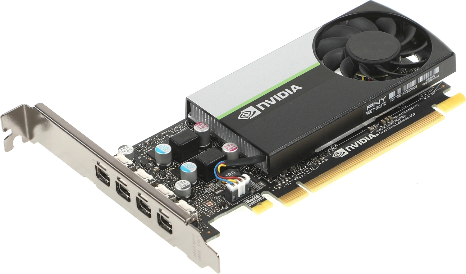 Видеокарта PNY PCI-E T1000 NVIDIA T1000 4096Mb 128 GDDR6 mDPx4 Bulk low profile