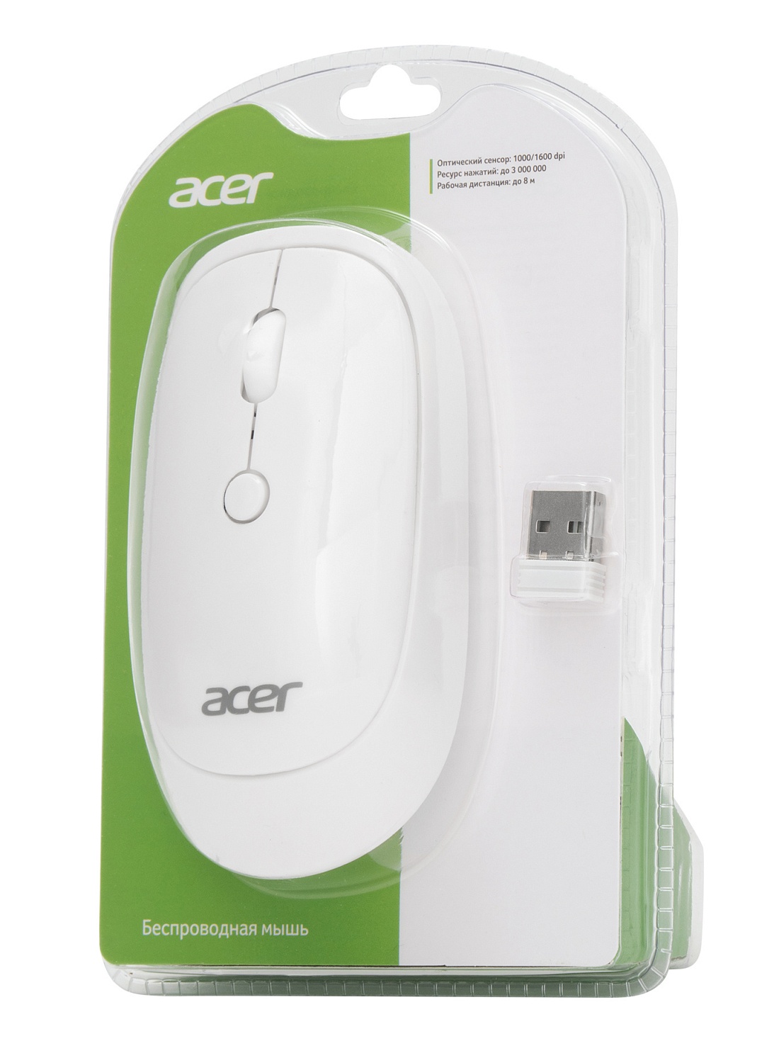 Мышь Acer OMR138 белый оптическая (1600dpi) беспроводная USB (3but) Мышь Acer OMR138 белый оптическая (1600dpi) беспроводная USB (3but)
